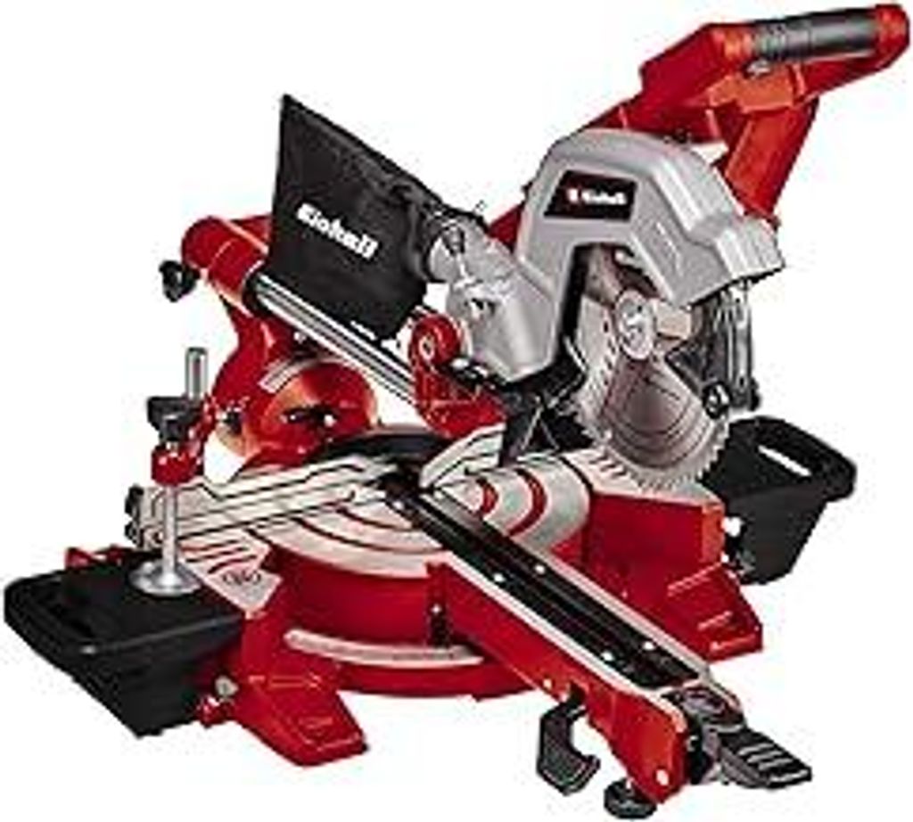 Einhell Zug-Kapp-Gehrungssäge TE-SM 216 Dual (1800 W, max. 65 mm x 305 mm Schnitttiefe/-breite, Ø 216 mm Sägeblatt, beidseitig neigbarer Sägeko...