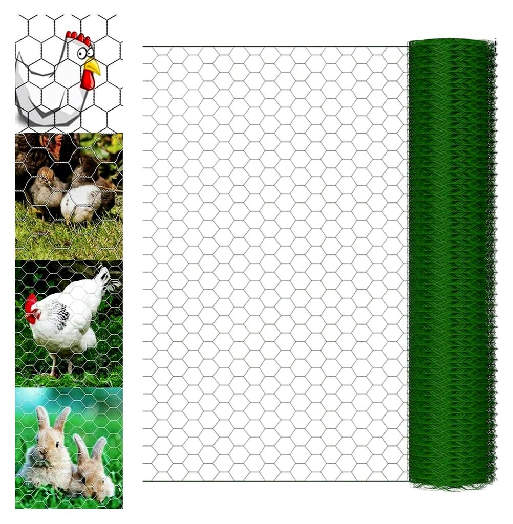 Maschendrahtzaun 100 cm Höhe, Maschendraht-Geflecht, Volieren-Gitterzaun, Kaninchendraht, Gartenzaun, Draht-Gitterzaun, Länge 25 m, Einfach zu ve...