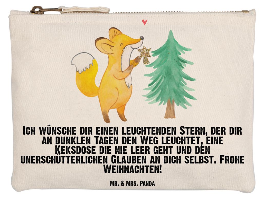 Mr. & Mrs. Panda Etui Fuchs Weihnachtsbaum Grösse XL Große - Weiß - Geschenk, Stiftemäppchen, Kosmetiktasche, Weihnachtsmann, Weihnachten, Pouc...