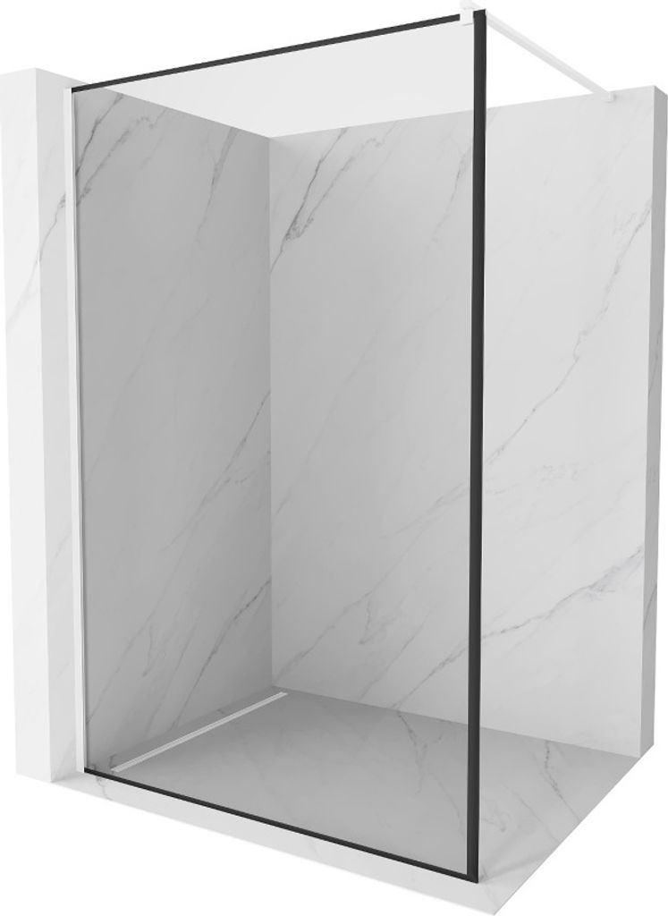 Mexen Kioto Duschwand 70 x 200 cm, Transparent/Schwarzes Design 8 mm, Weiß - 800-070-101-20-70