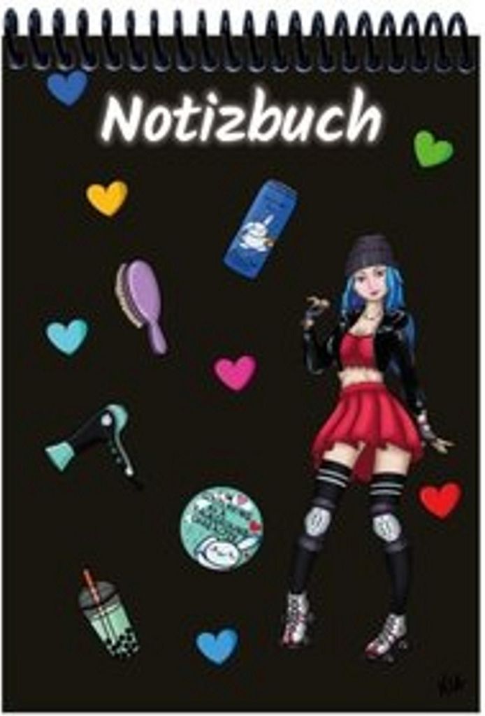 A 4 Notizblock Manga Enora, schwarz, liniert Produktbild 