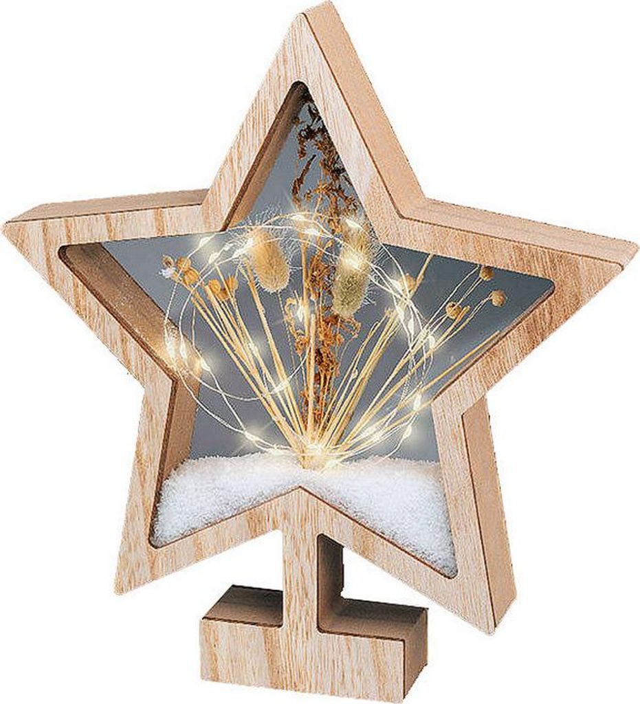 Holzstern mit Mikro-LEDs 4x26x28cm 25 LEDs