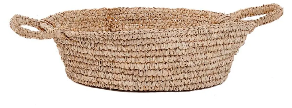 Corbeille de rangement en raphia marron - Panier carré polyvalent 38cm