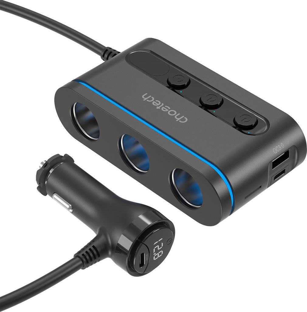 Choetech Auto-Zigarettenanzünder-Verteiler 3 Steckdosen 2C+1A