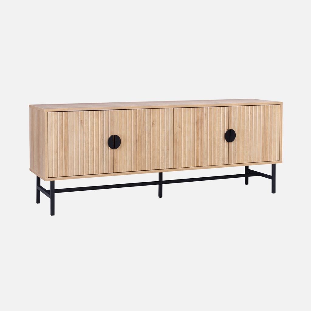 sweeek - TV-Möbel mit geriffeltem Holzdekor 160 cm - Produktbild 