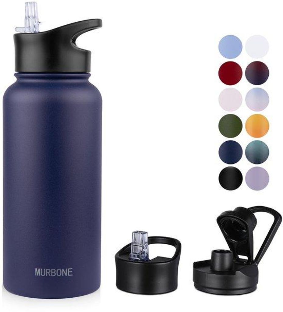 Edelstahl-Trinkflasche 1L, BPA-frei, vakuumisoliert, für Sport