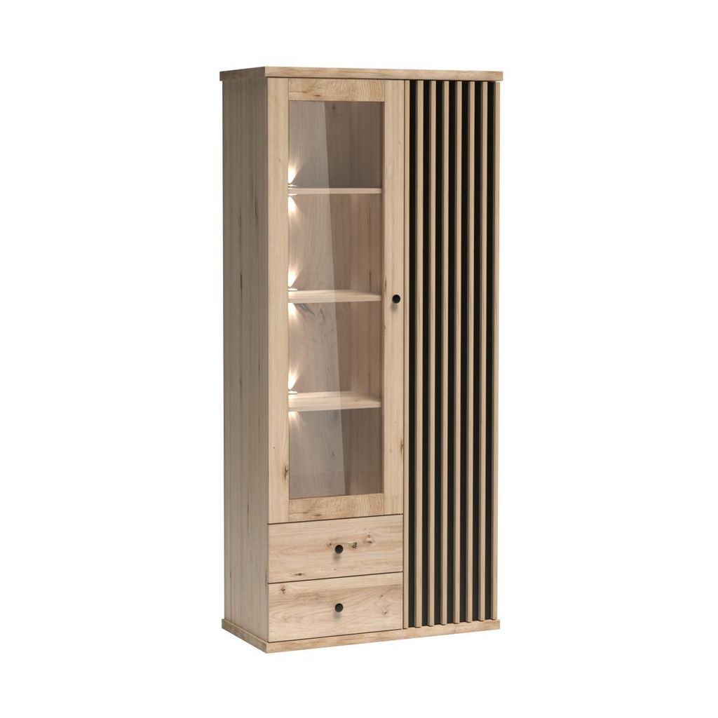 Vitrine mit 2 Türen und Glasfront, ohne Metallbeinen und mit LED-Beleuchtung CAYA C-2, Artisan