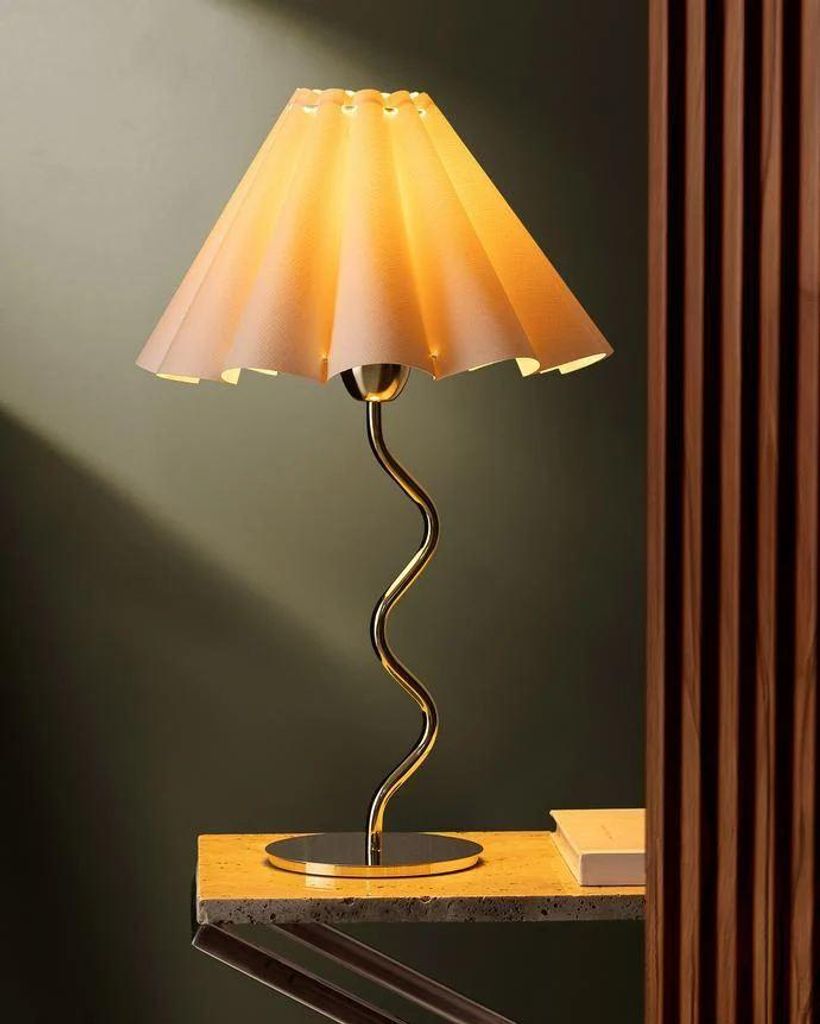 Opviq, Anne - Gold, Tischlampe, Gold, Baumwolle, 36 x 36 x 54 cm