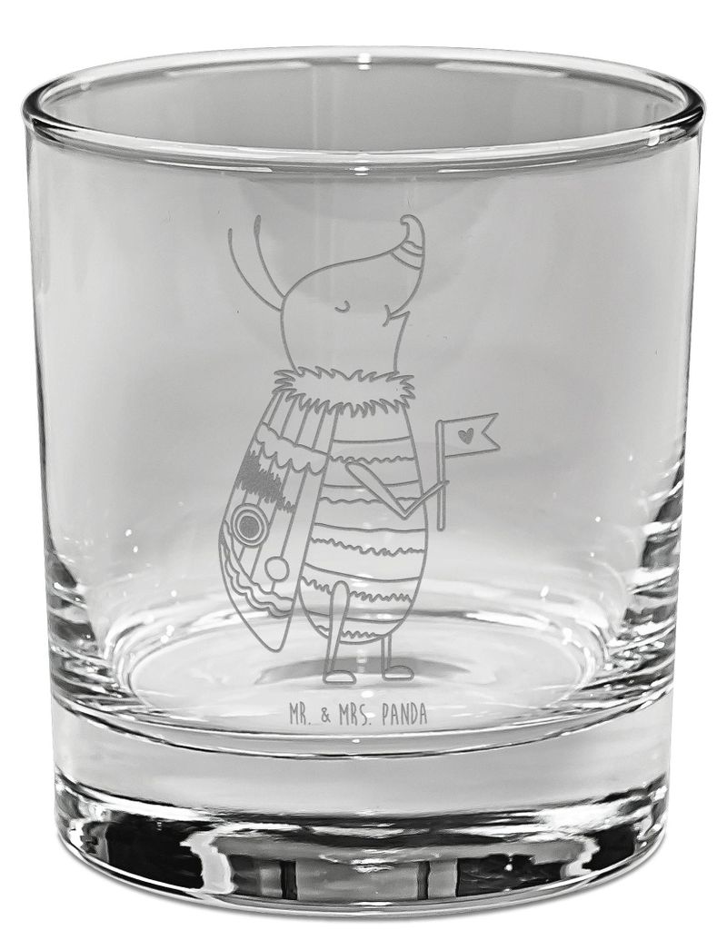 Mr. & Mrs. Panda Whiskyglas Nachtfalter Fähnchen - Transparent - Geschenk, Käfer, Tumbler Glas, Lowball, Rocks, Süß, Lustige Sprüche, Whiskey,...