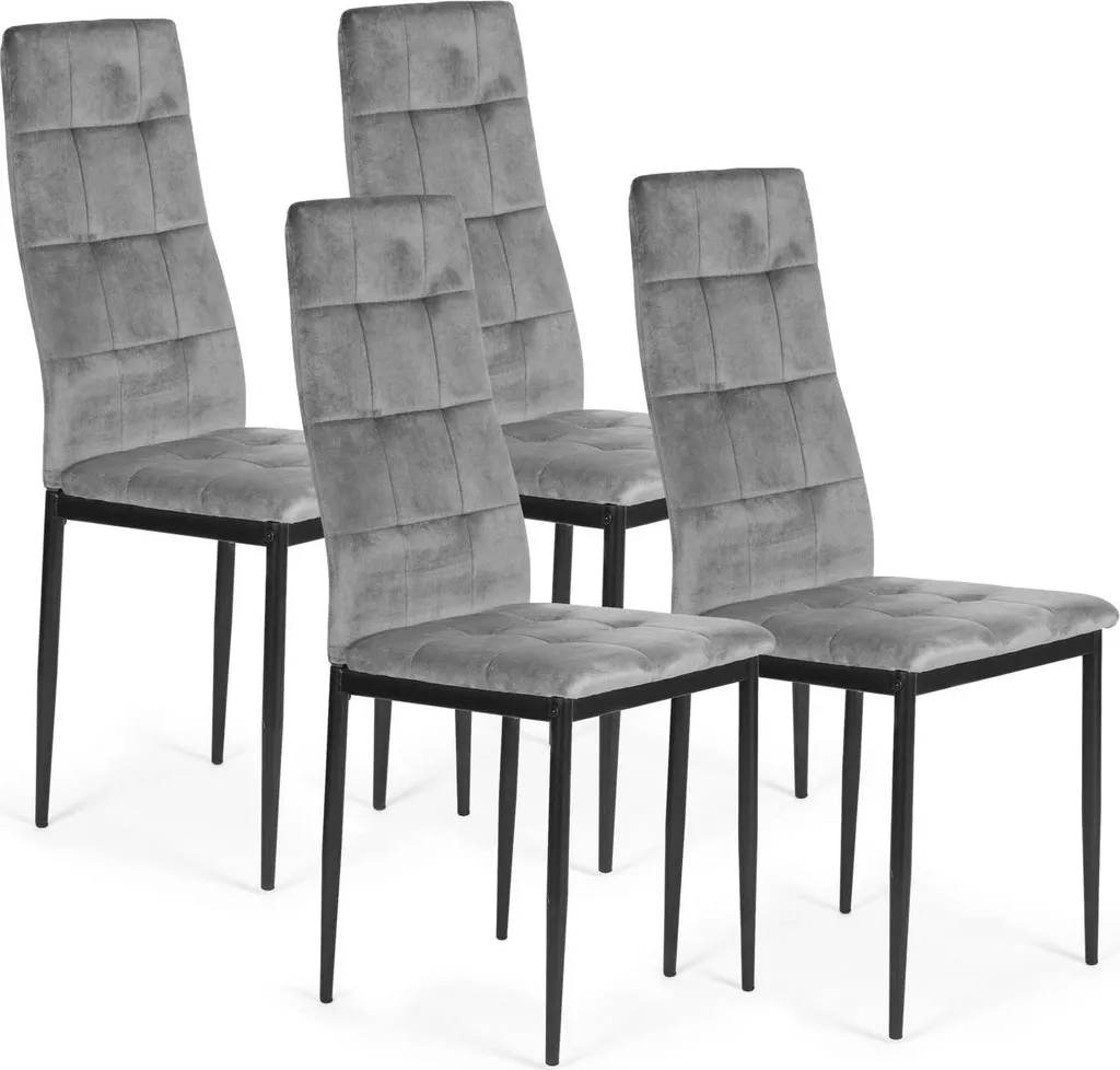 Aménager votre salon avec ce lot de 4 chaises en velours gris confortables