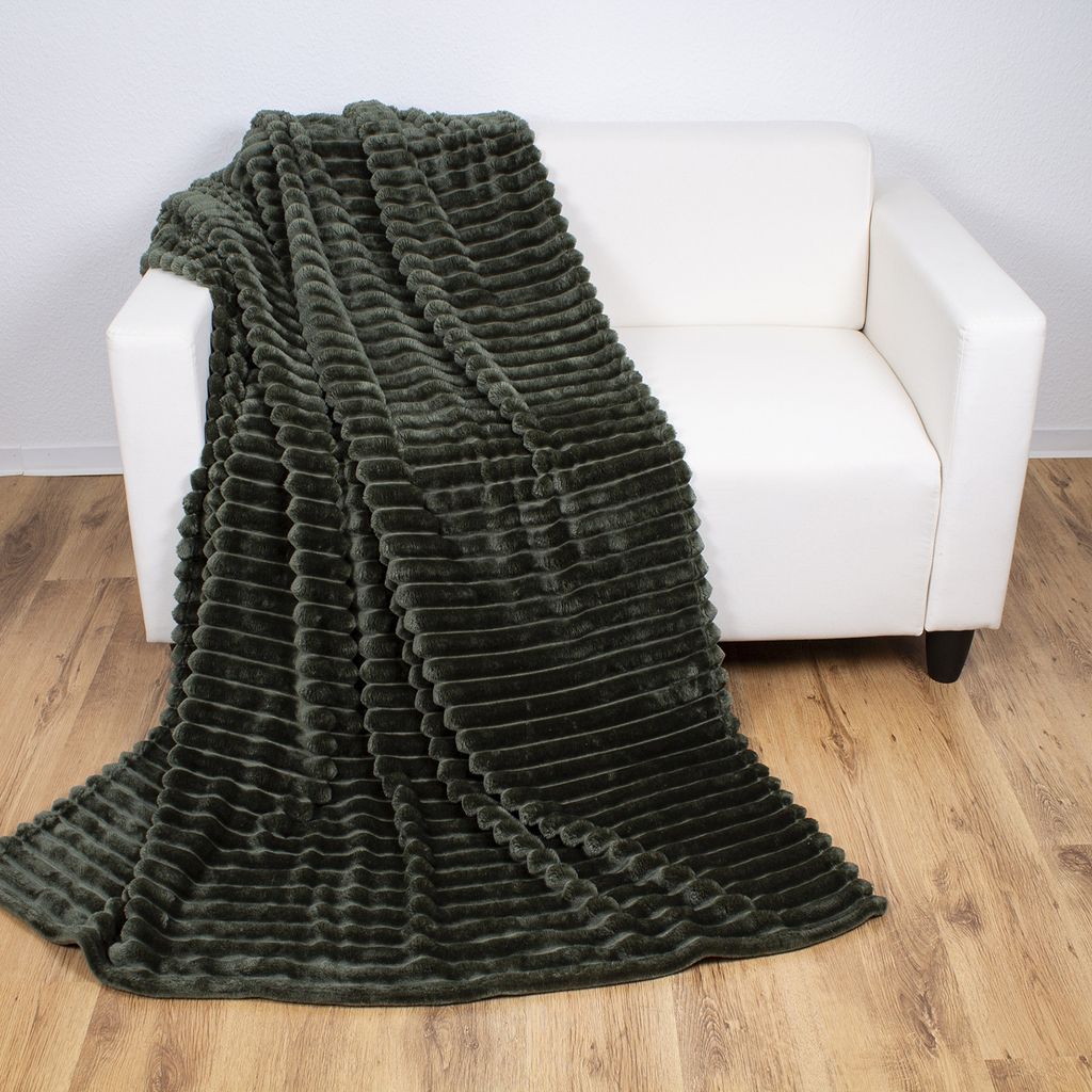 Wohndecke Kuscheldecke Wolldecke Sofadecke Cord Optik 150x200cm