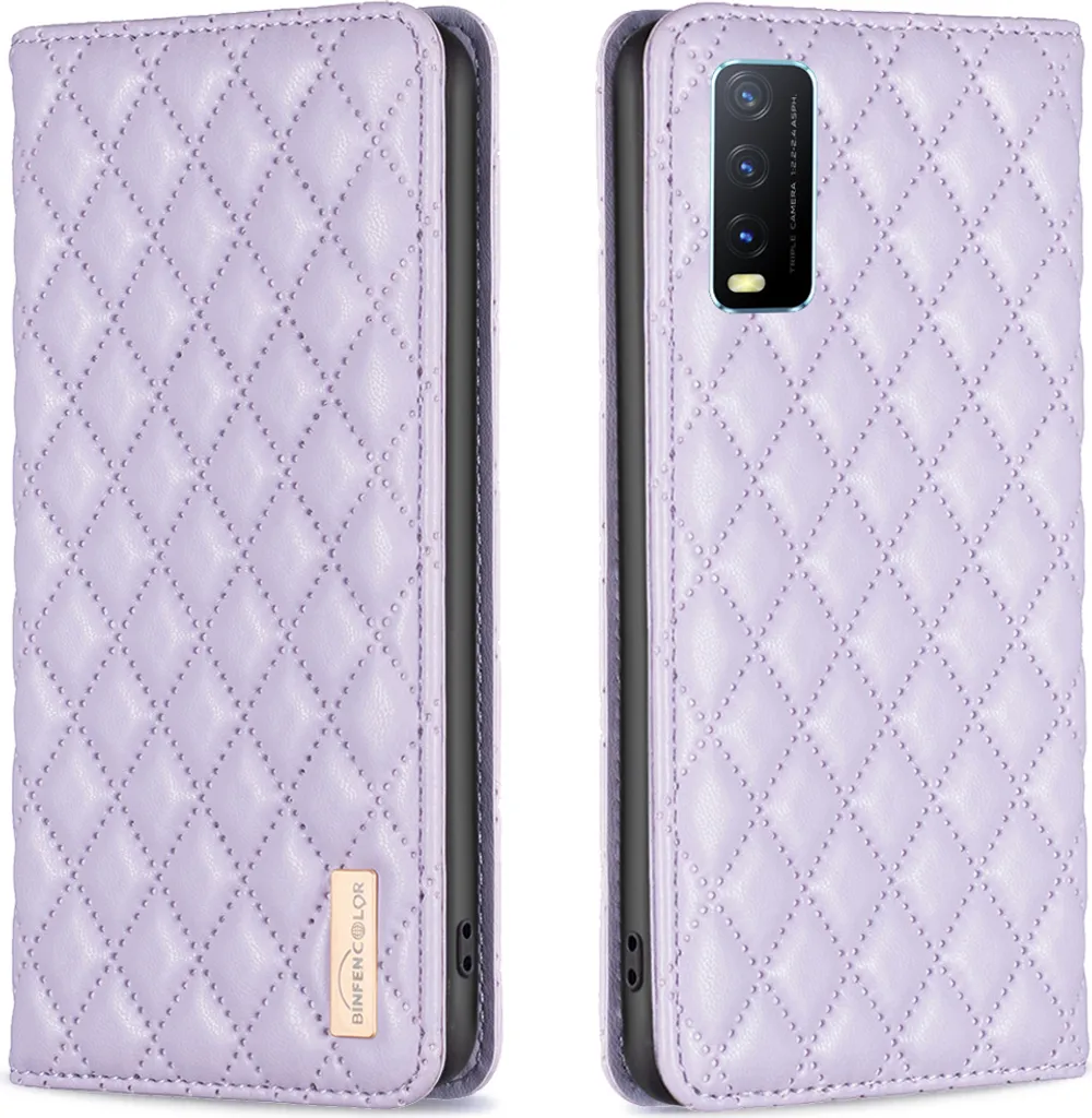 Idea Regalo: Custodia VIVO Y20 Libro Viola Elegante in Pelle