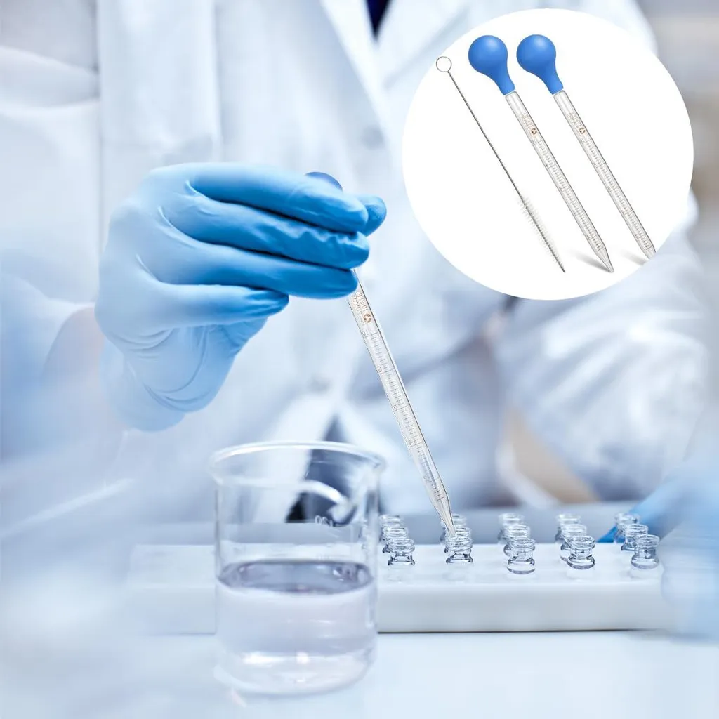 Pipette de laboratoire en verre graduée 10 ml avec poire en caoutchouc