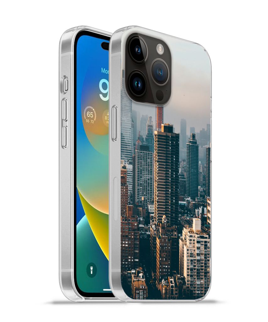 MuchoWow Handyhülle Schutzhülle Hülle für Apple iPhone 14 Pro - Softcase New York - Skyline - Amerika Silikon Softcase Handy Hülle - Umschlag