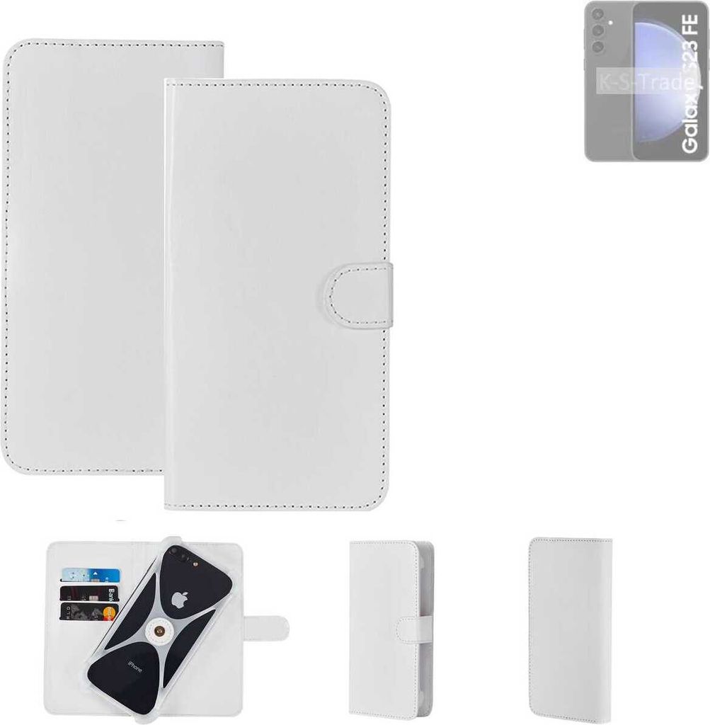 K-S-Trade Handy Hülle Schutz Hülle kompatibel mit Samsung Galaxy S23 FE Cover Case Bookstyle Bumper weiß 1x
