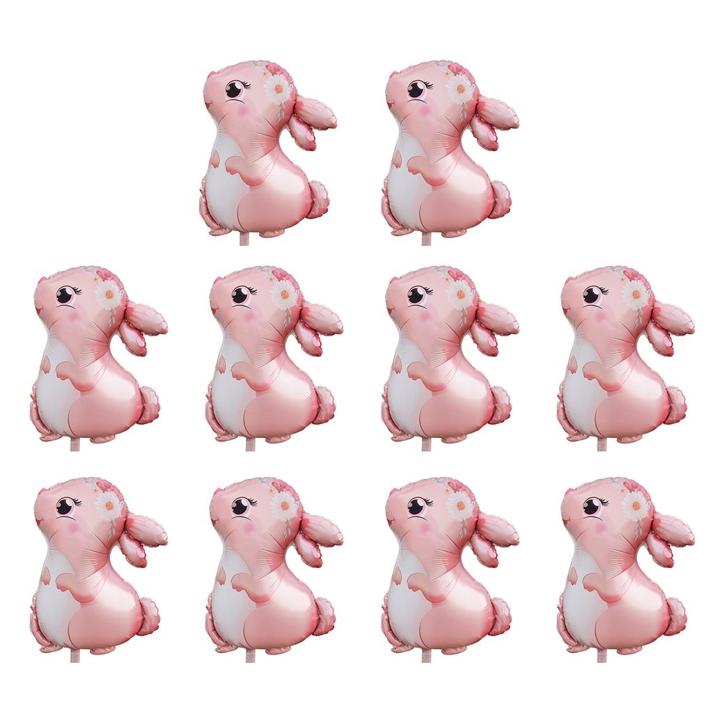 10pcs Osterballon Metall Glossy Aluminium Film Cartoon Kaninchen Folien Ballon Festival Party Dekoration Wohnkultur-Rosa