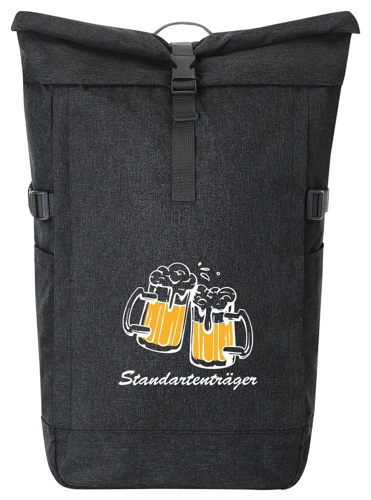 Huuraa Kurierrucksack Standartenträger Schützenfest 30-44 Liter Black Melange Fairtrade Rolltop Rucksack Geschenkidee