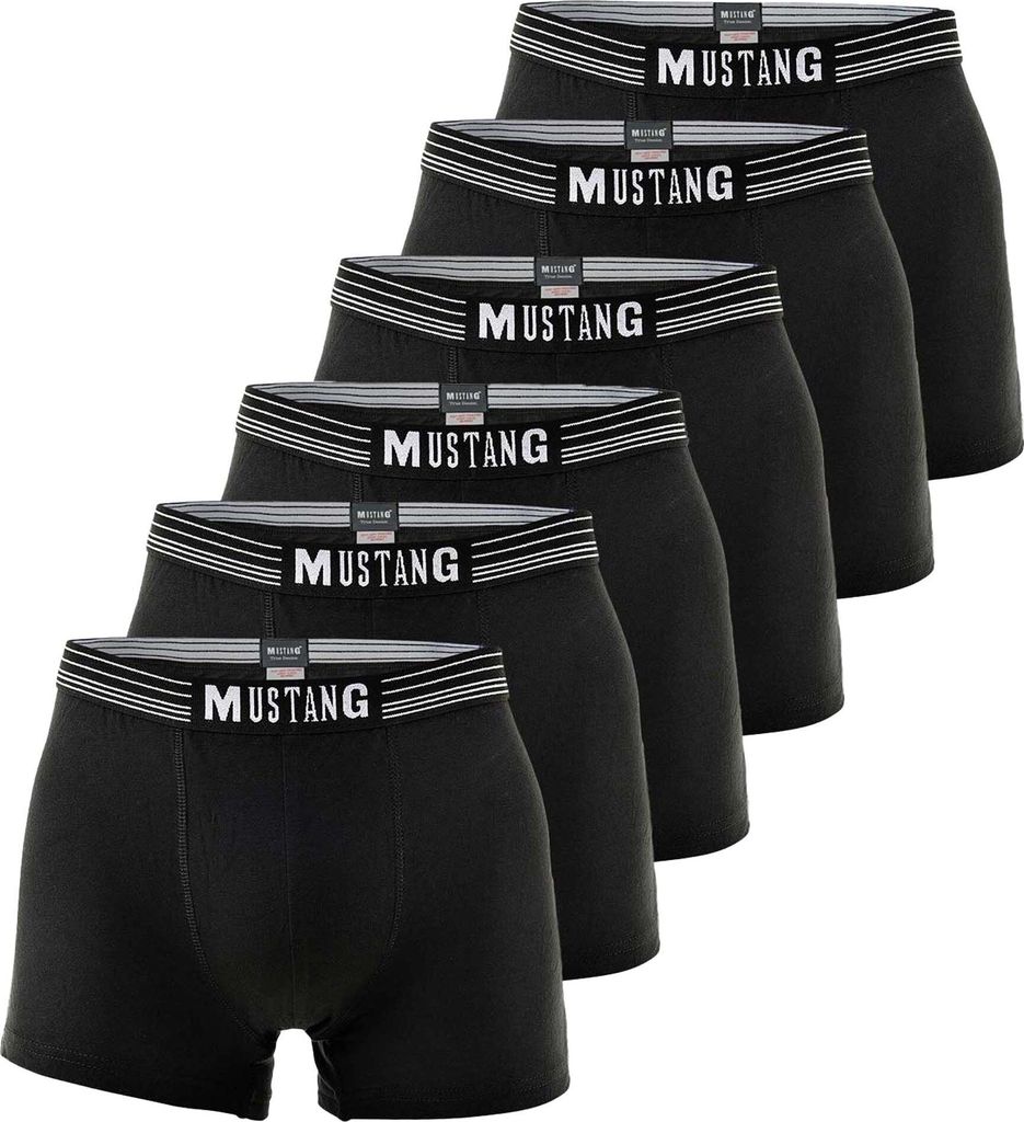 MUSTANG Herren Retroshorts 6er Pack, Boxershorts, Pants, True Denim Schwarz 2XL (Gr. XX-Large)