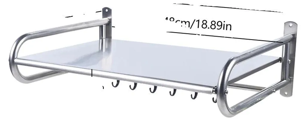 Étagère micro-ondes robuste en métal argenté - Fixation murale stable