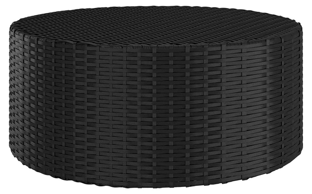 Teetisch Schwarz 68x68x30 cm Poly Rattan Gartentisch Wetterfest Klein