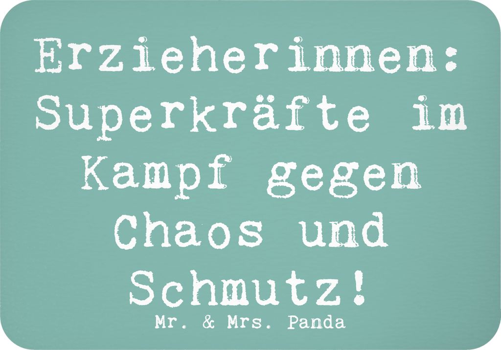 Mr. & Mrs. Panda magnet Spruch Superheldin Erzieherin - Meeresbrise - Geschenk, küchenmagnet, haftmagnet, Berufsleben, Entdeckerfreude, für Erzie...
