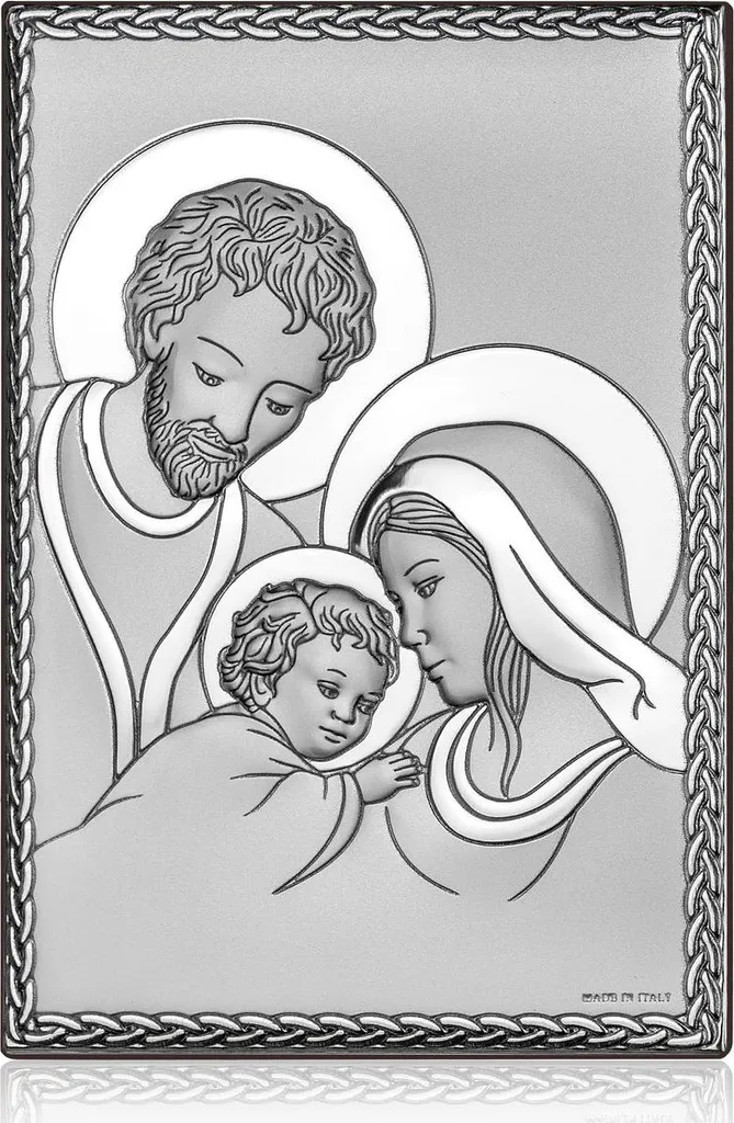 Tableau Sainte Famille en argent : une décoration sacrée moderne