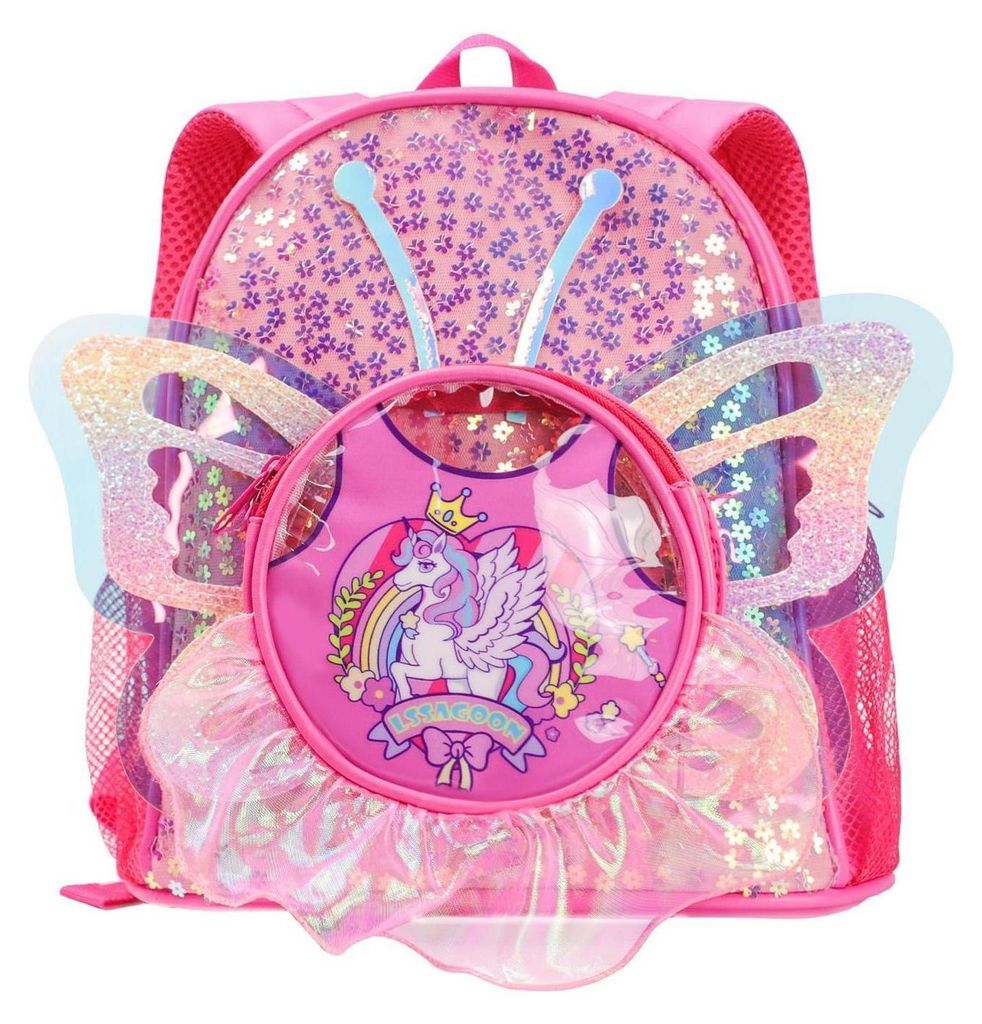 Kinderrucksack Mädchen Einhorn Schmetterling Flügel Produktbild 