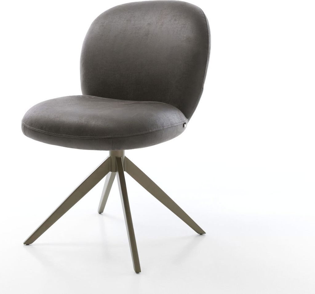 DELIFE Drehstuhl Nube-Flex Mikrofaser Anthrazit Vintage Kreuzgestell breit Effektfinish Titan 360° drehbar Taschenfederkern