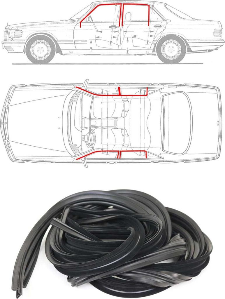 Gumowa uszczelka szyby samochodowej do Mercedes S Class Zdjęcie produktu 