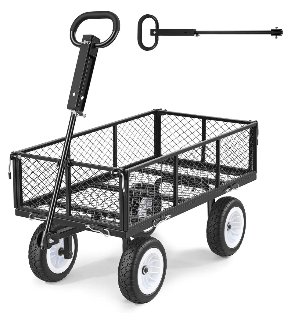 Chariot de transport 408kg avec roues increvables PU et poignée réglable