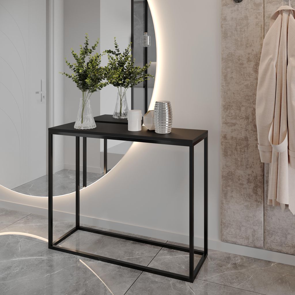 AX LIVING Schwarz Konsole für Flur Lortie 100 cm Metallgestell