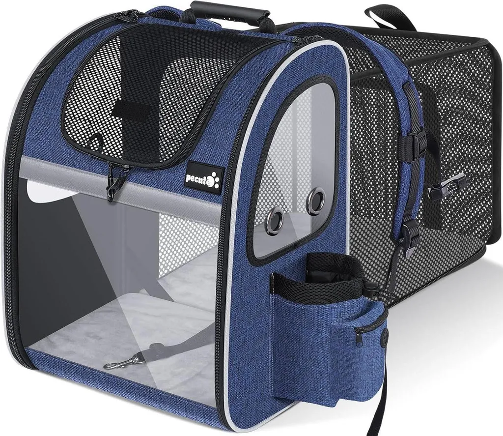 Zaino Porta Animali Pecute Blu: Sicurezza e Ventilazione Eccellente