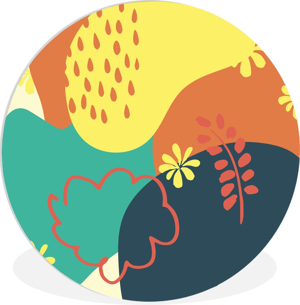 MuchoWow Rundes Wandbild - Runde Bilder Sommer - Flecken - Abstrakt Ø 30 cm Kreis Wanddekoration Kunststoff - Wandkreis - Wandschmuck - Schlafzi...