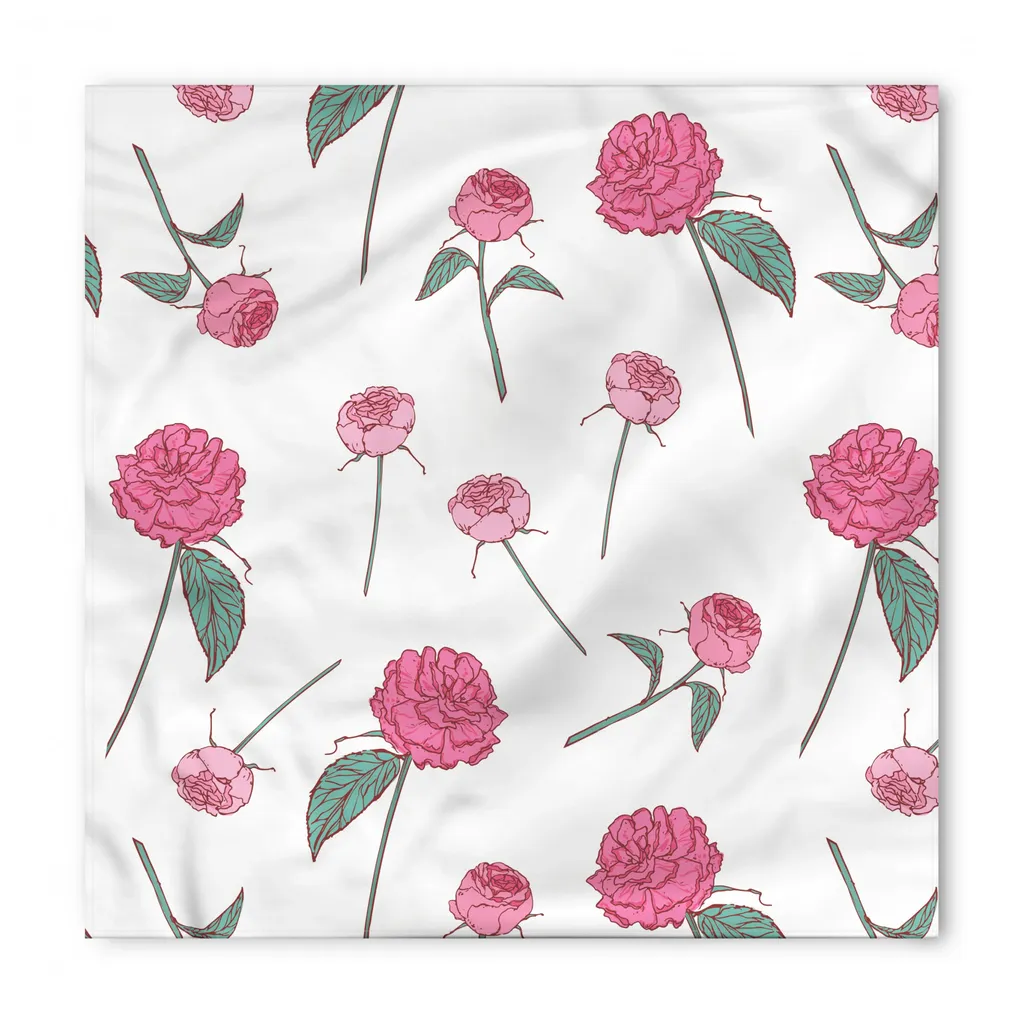 ABAKUHAUS Bandana per animali domestici con rose, fiori romantici per San Valentino, 40x40 cm, verde giada-rosa