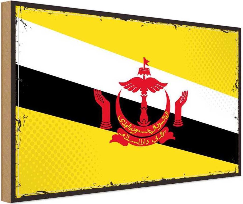vianmo Holzschild 12x18 cm Bruneis Brunei Flagge Fahne Wappen