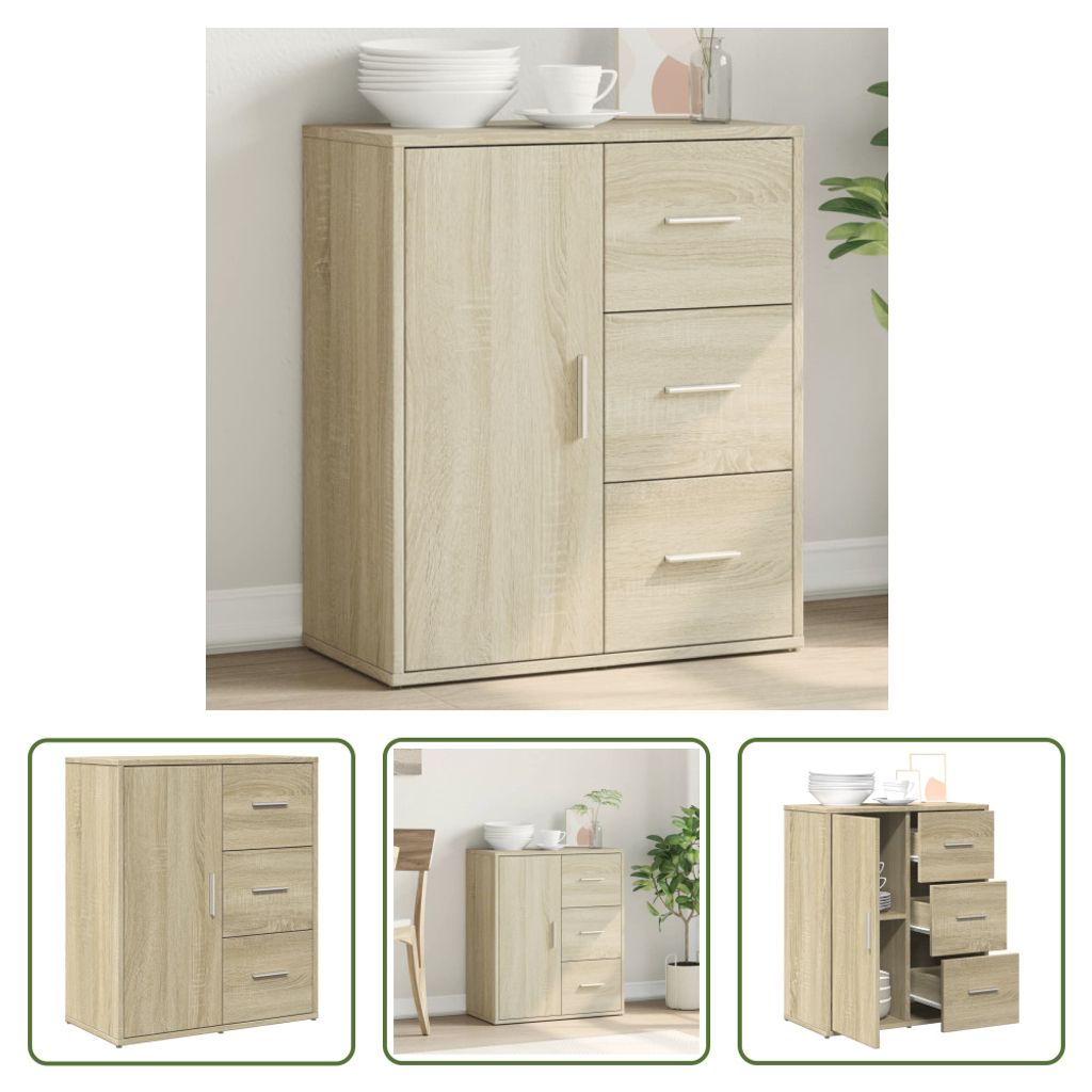 The Living Store Sideboard Sonoma-Eiche 60x31x70 cm Holzwerkstoff