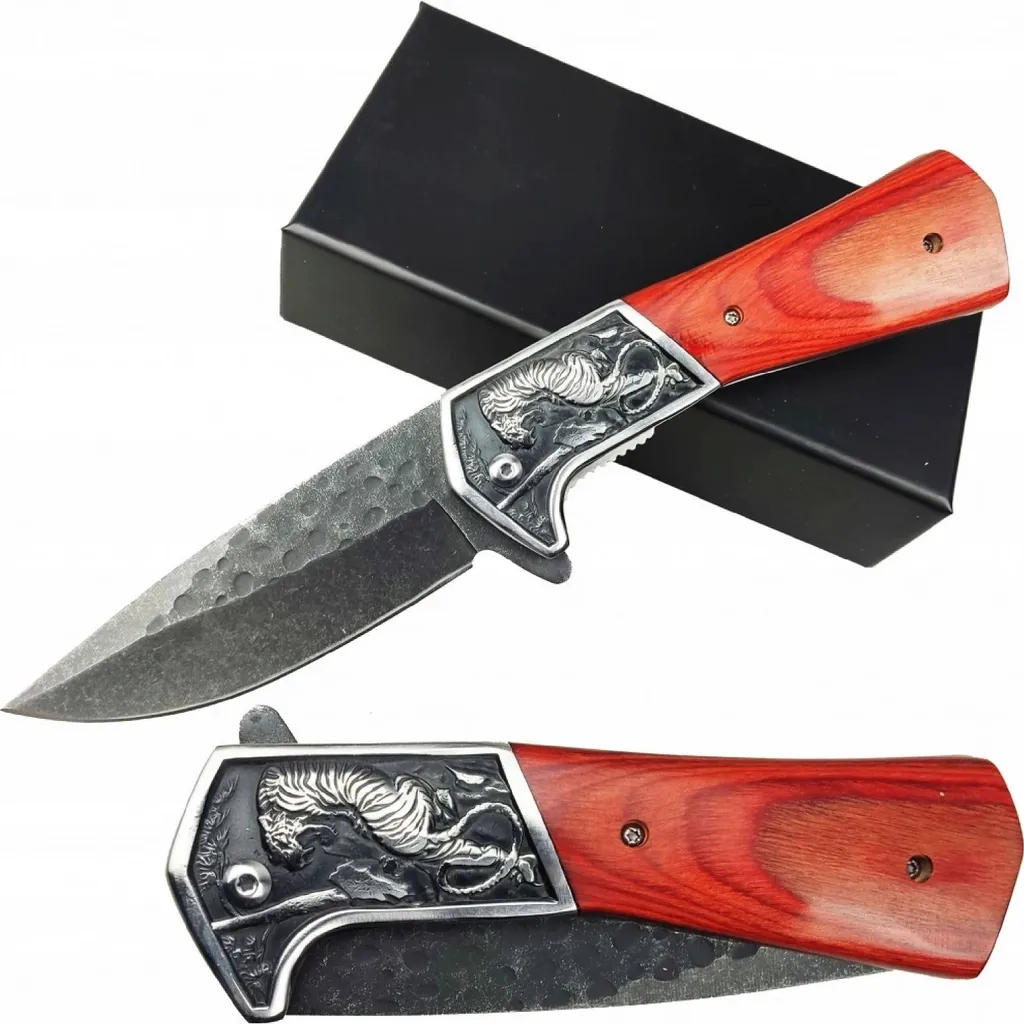 Couteau Pliant avec Manche Ergonomique Antidérapant - Finition Bicolore