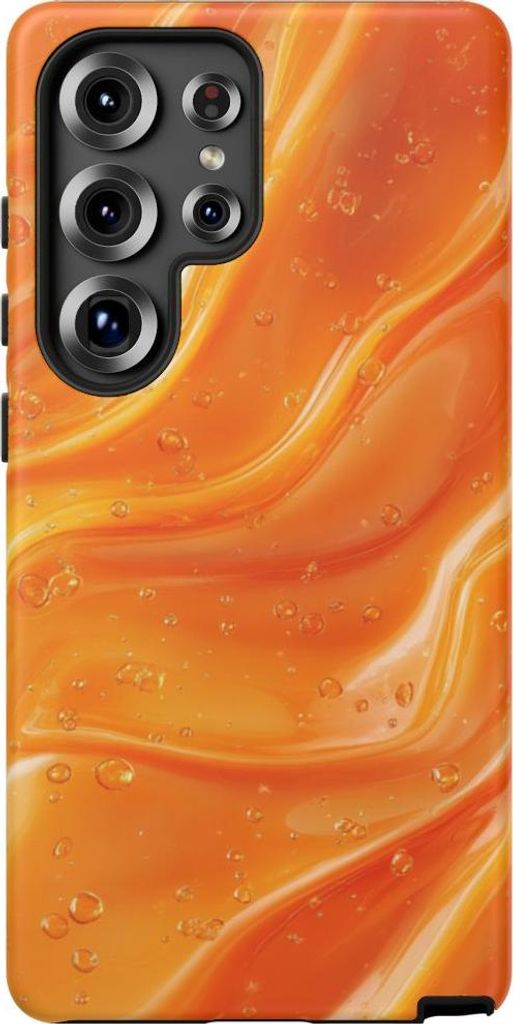 Fließendes Orange mit Blaseneffekt – Handyhülle Kompatibel mit Galaxy S25 Ultra