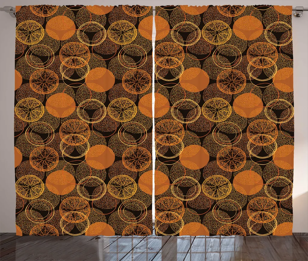 ABAKUHAUS Rideau Rustique Mandarine Gris Foncé et Orange - 280 x 225 cm