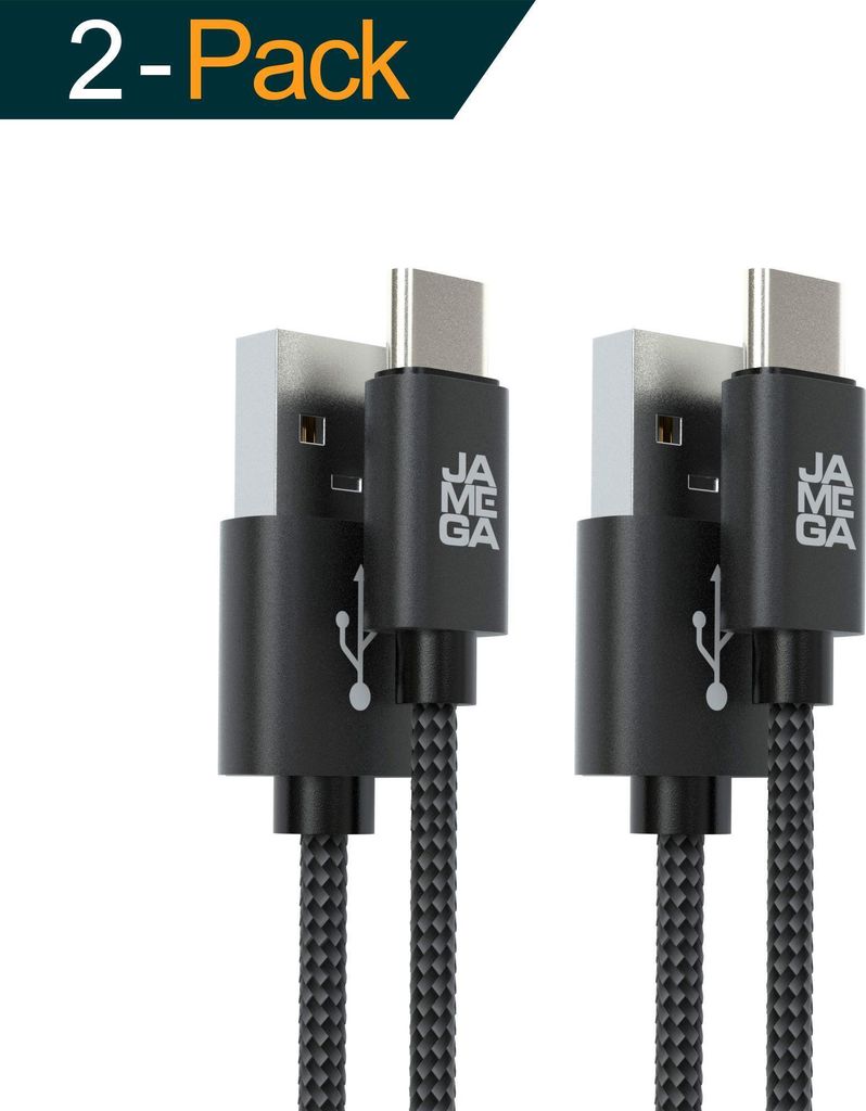 2x 3m USB-C Kabel Schwarz Schnellladekabel Datenkabel Fast Charge Samsung Huawei