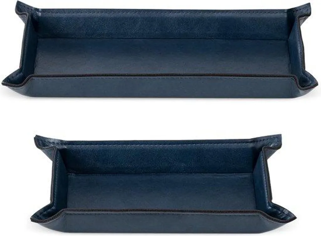 Plateau rectangulaire bleu à 2 compartiments pour clés et smartphone