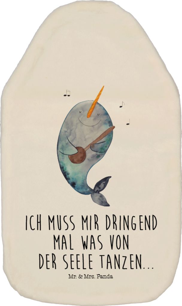 Mr. & Mrs. Panda Wärmekissen Narwal Gitarre - Weiß - Geschenk, Frust, Wal, wärmebeutel, Wärmflasche mit Bezug, Tanzen, Wärmflaschen, Probleme,...