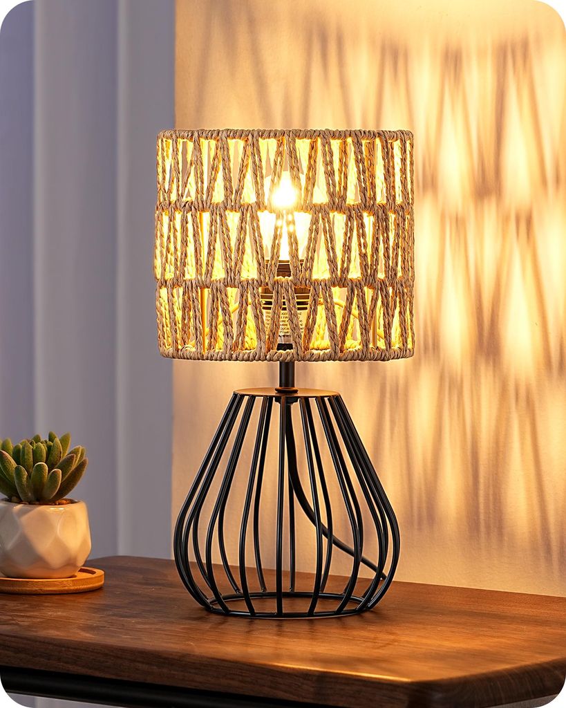 EDISHINE Tischlampe Wohnzimmer, Nachttischlampe Vintage Produktbild 