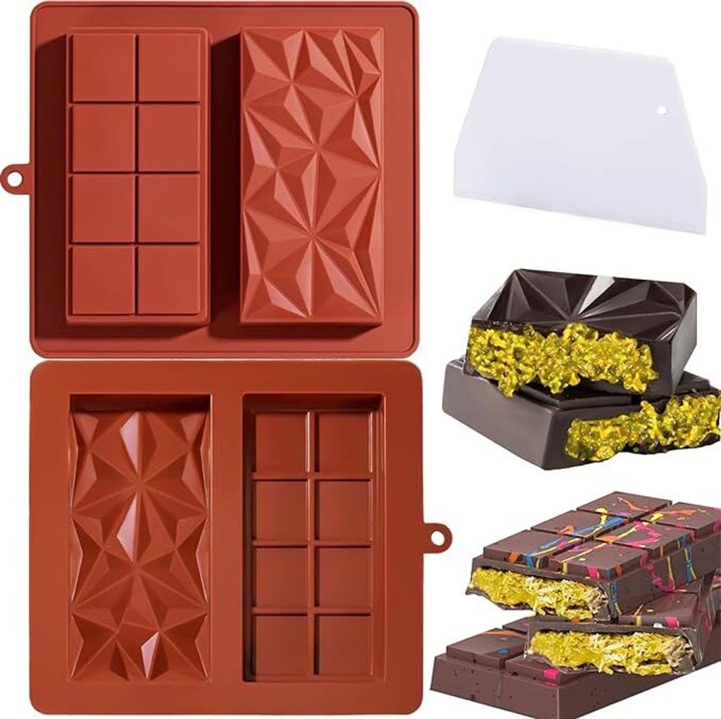 Schokoladenform Silikon, 2 Stück Dubai Schokoladenform Tief, Silikonform Schokolade für Dubai Schokolade, Extra Tief Schokoladen Form für Schoko...