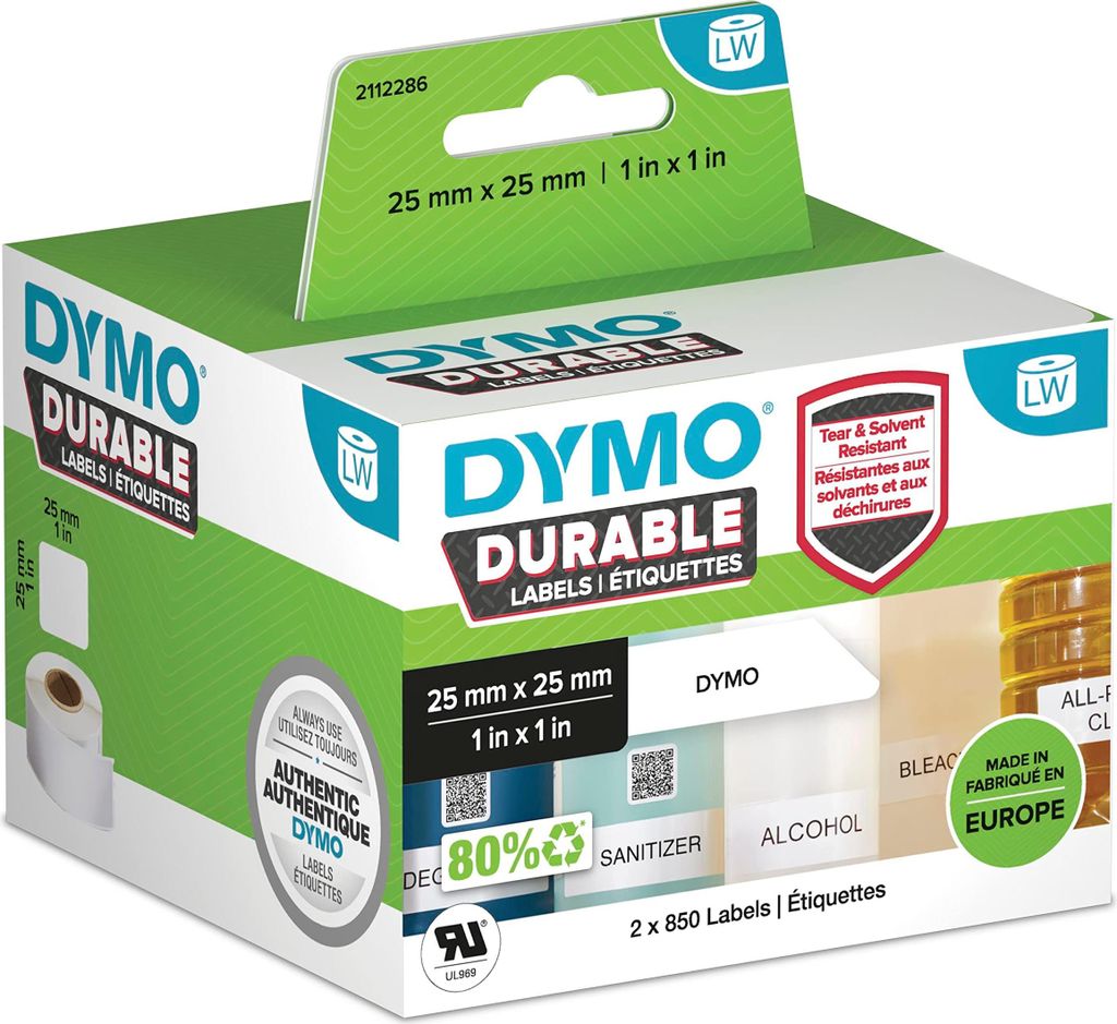Dymo Etiquettes plastique 2x 850 25 x 25 mm Image du produit 