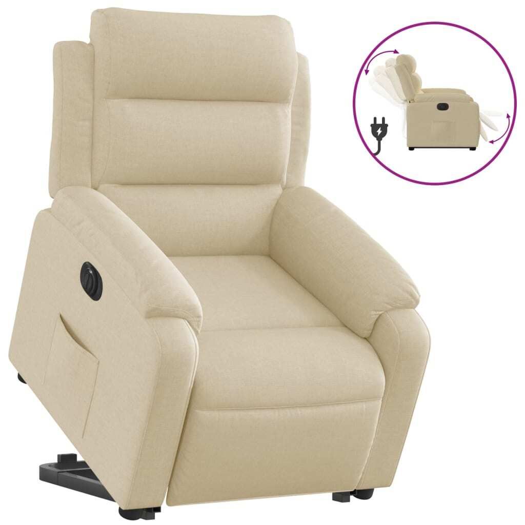 vidaXL Relaxsessel mit Aufstehhilfe Elektrisch Creme Stoff