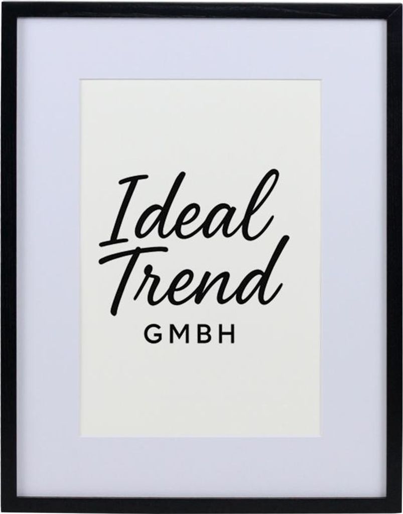 Bilderrahmen Massivholz Eiche mit Passepartout & gehärtetem Echtglas Oak wood frame Tempered glass HR-12 - Farbe: Schwarz | Format: 30x40