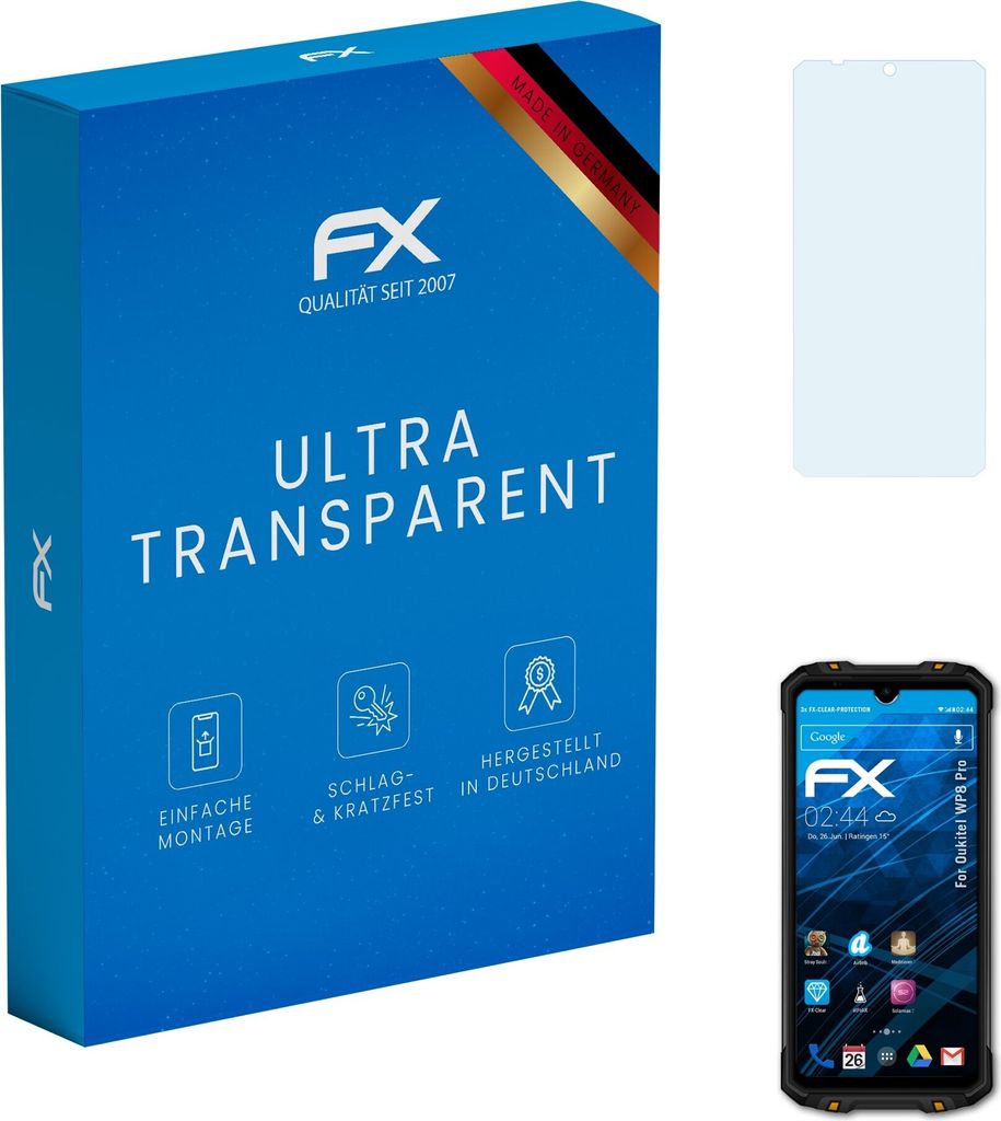 atFoliX FX-Clear 3x Schutzfolie kompatibel mit Oukitel WP8 Pro Displayschutzfolie