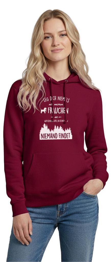 Spreadshirt Leg Dich Nie Mit Frauchen An Hund Witzig Spruch Produktbild 