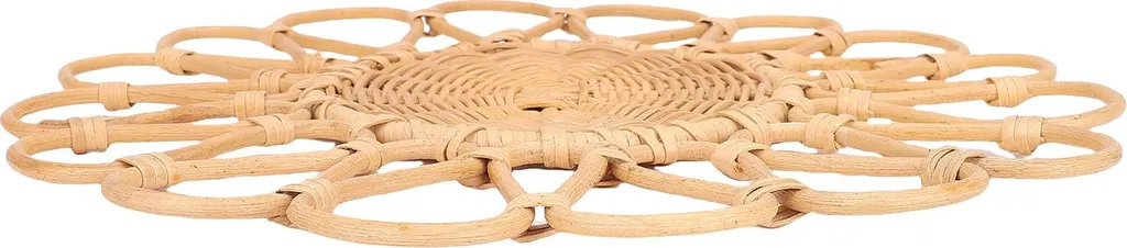 Fleur murale rotin tissée main - Décoration naturelle design 50 cm